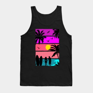 Vaporwave Aesthetic Inspired Beach Silhouette Tank Top